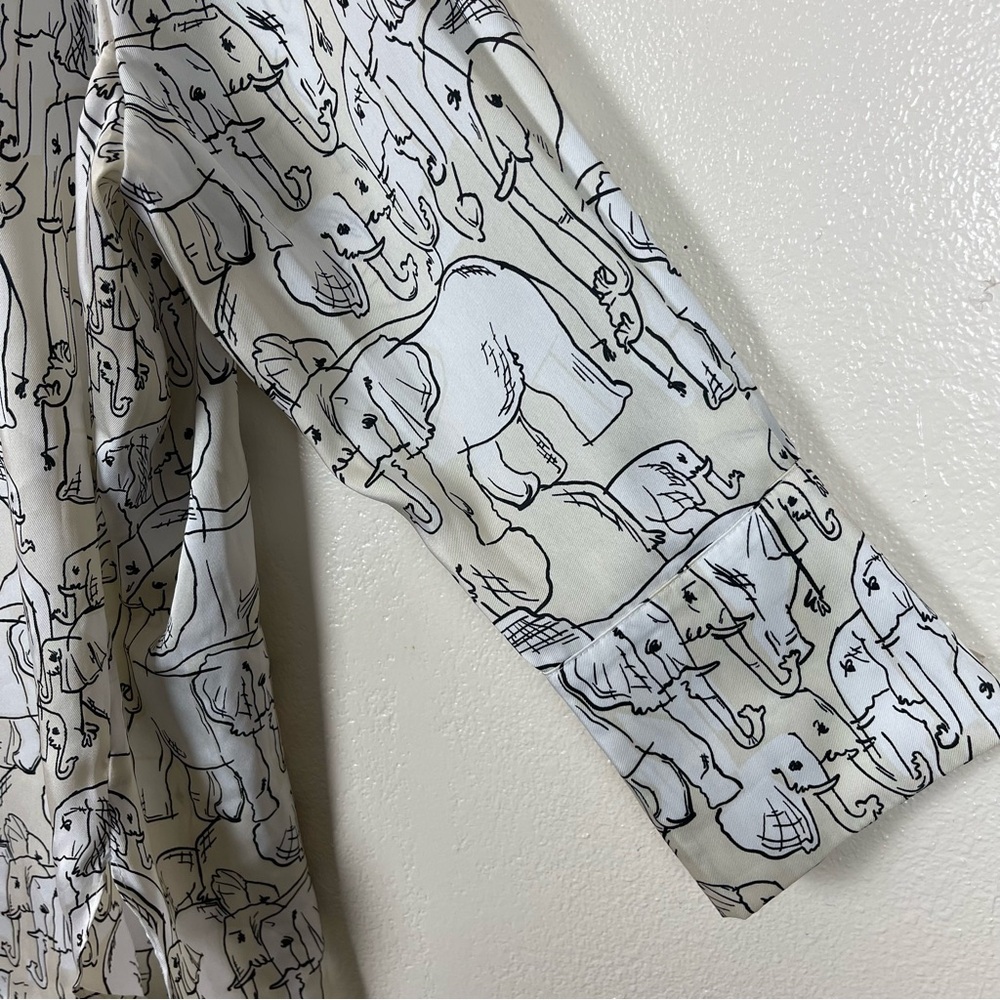 Zara Black, Gray and Cream Graphic Oversized Elephant Print Blouse - Picture 5 of 8